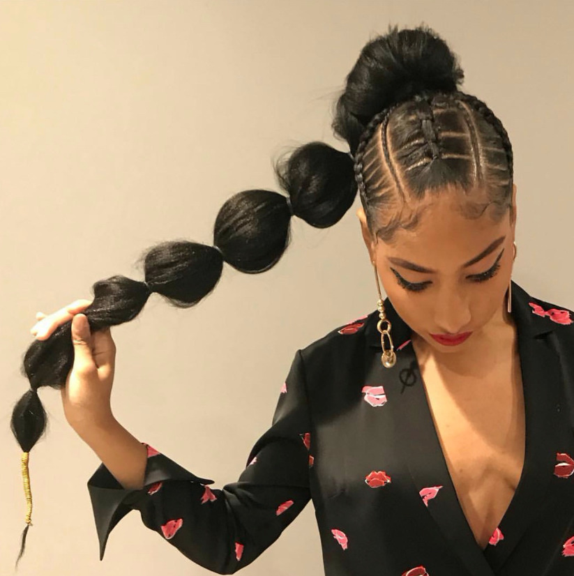 Bubble Ponytail with Cornrows