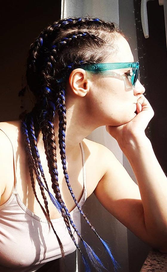 Blue Micro Feed-in-braids