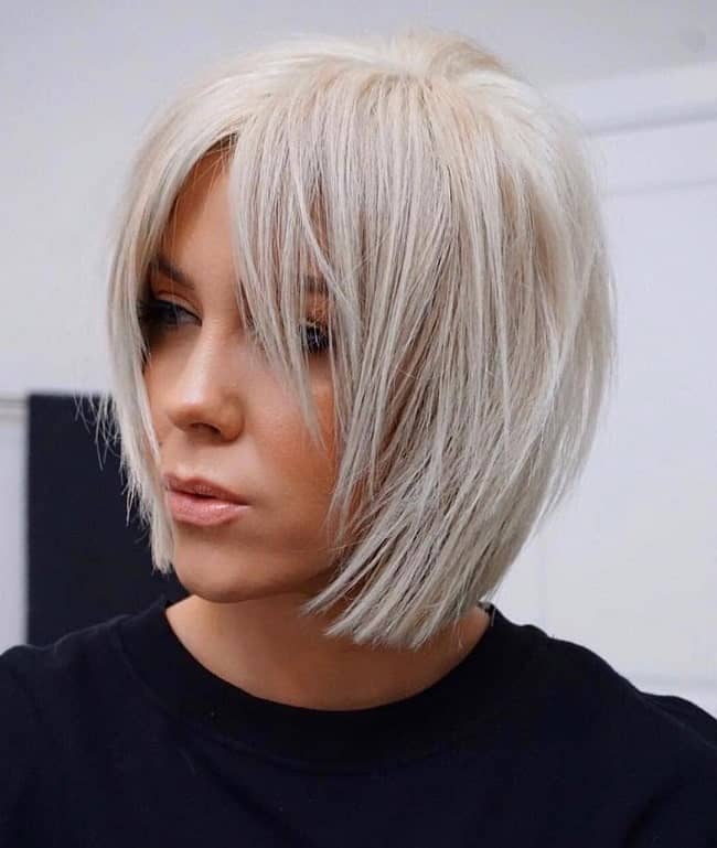 Ashy Blonde-colored Blunt Cut Bob