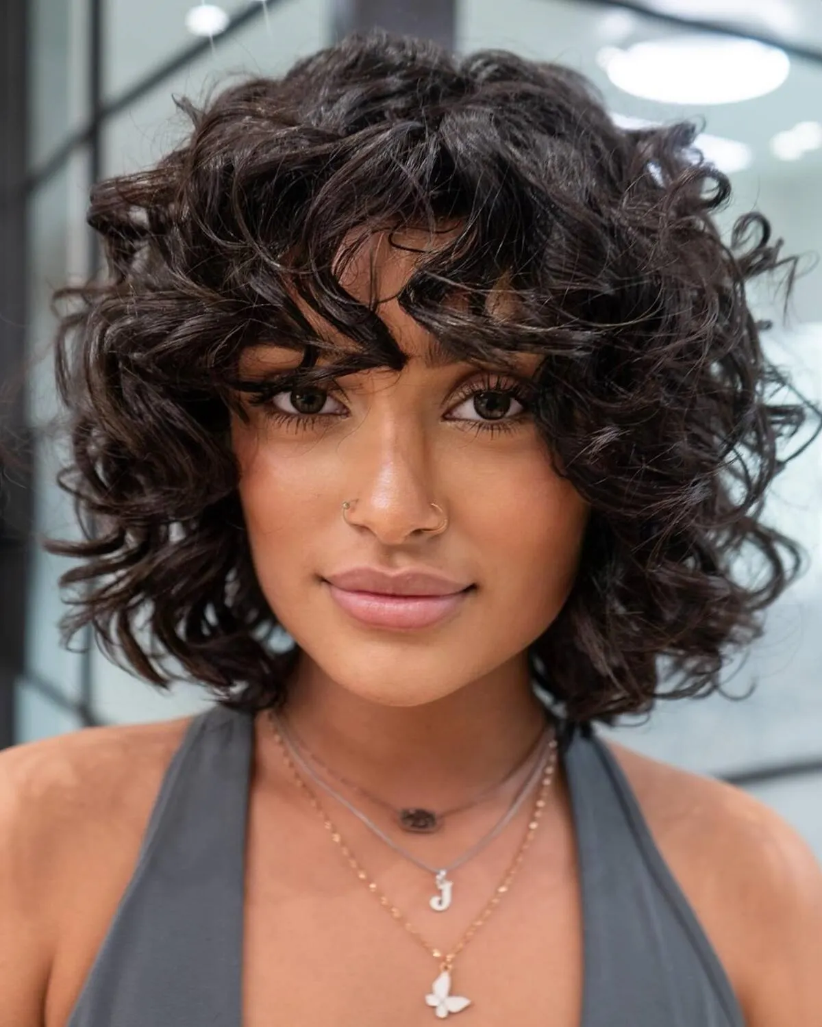 A Cute Looking Curly Shaggy Bob