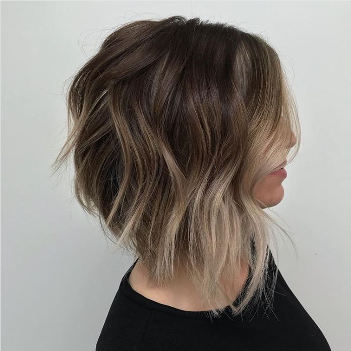 Highlighted and Angled Shaggy Bob