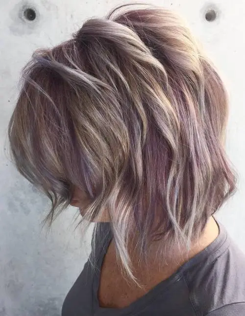 Dirty Lilac-colored Shaggy Bob