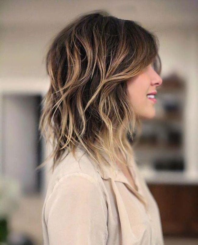 Highlighted Strands with a Long Shaggy Bob