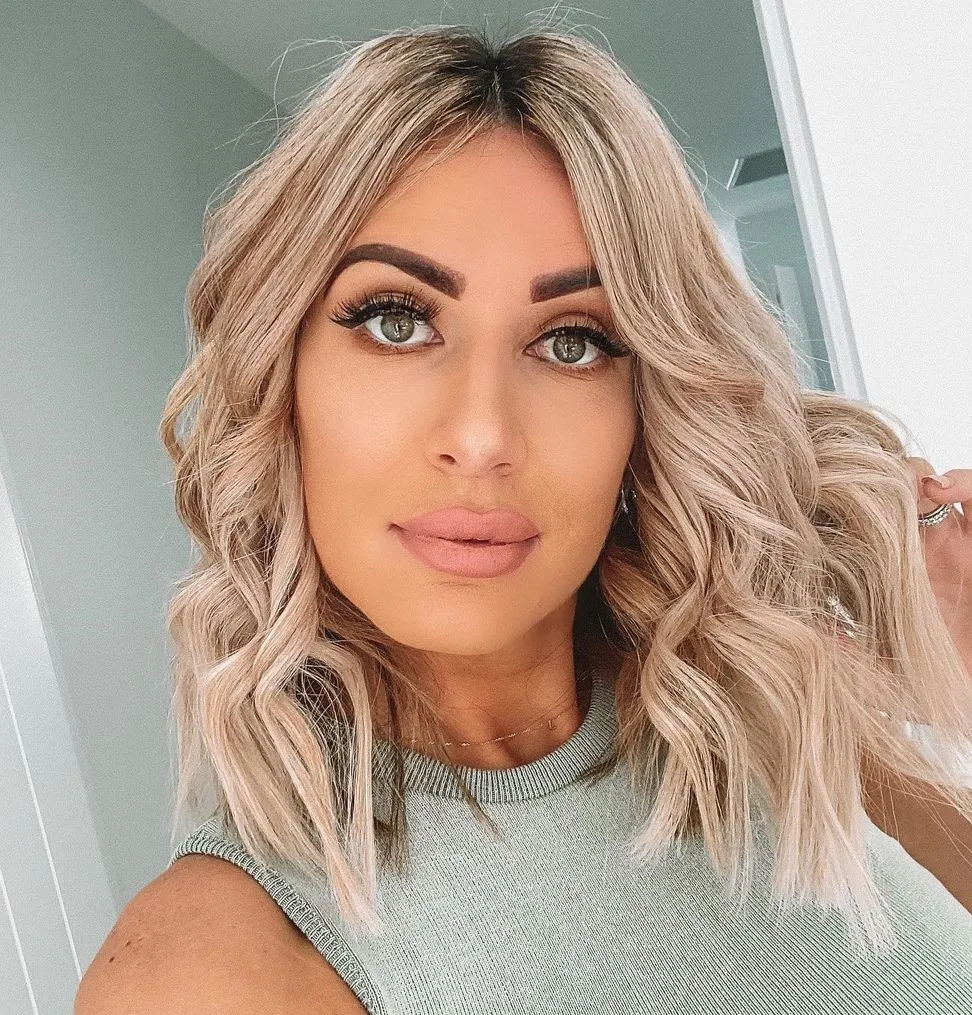Beach Waves with a Lob Haircut