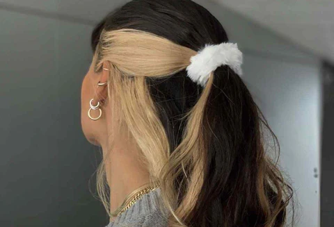 Half-up Ponytail with Side Skunk Stripe