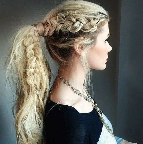 Messy Side Braid with a High Ponytail