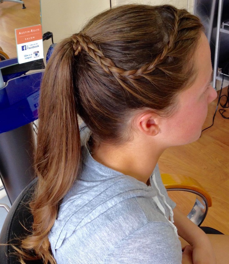The Braided Bang High Ponytail with Soft Curls