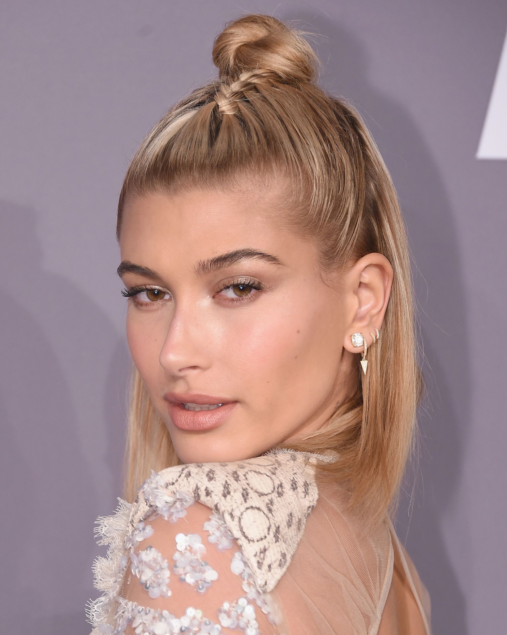 40 Top-Knot Hairstyles That Will Keep You Looking Fabulous All Day Long 3 Half-up French Braided Top-Knot