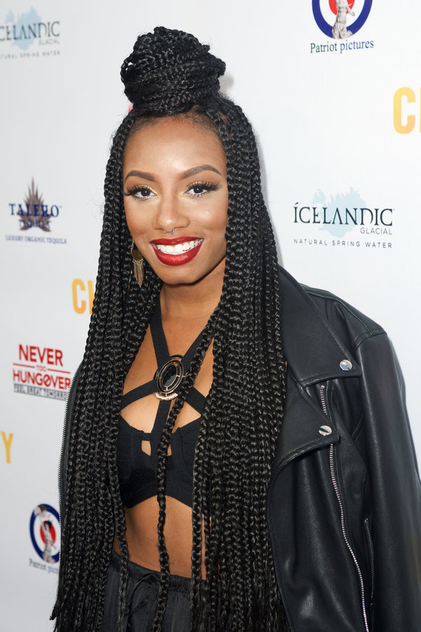 40 Top-Knot Hairstyles That Will Keep You Looking Fabulous All Day Long 26 Semi-Collected Box Braids into a Top-Knot