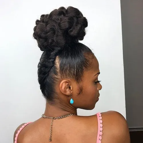 Wavy Top Knot with an Inverted Braid 