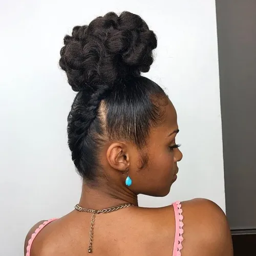 40 Top-Knot Hairstyles That Will Keep You Looking Fabulous All Day Long 36 Wavy Top Knot with an Inverted Braid
