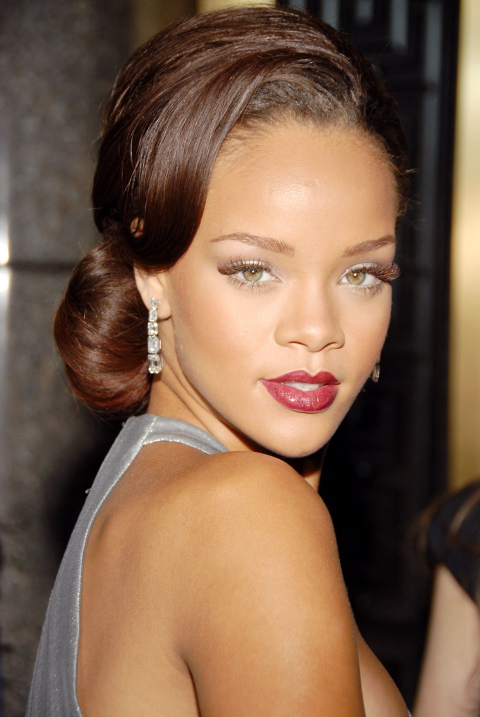 Vintage Bangs with a Low Bun