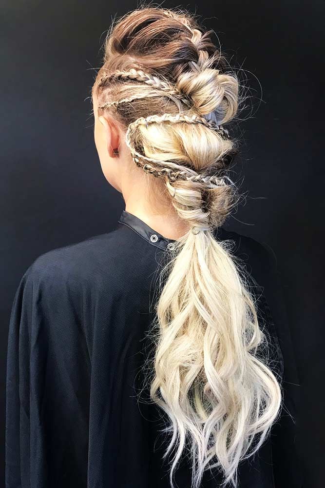 Boho Style Braids with a Faux Hawk Ponytail
