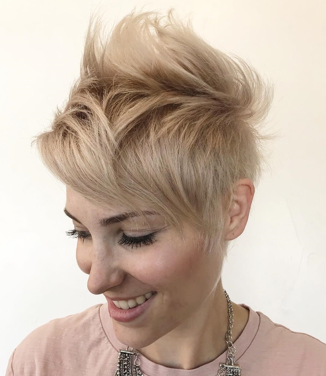Side-swept Bangs with a Gelled-up Messy Top