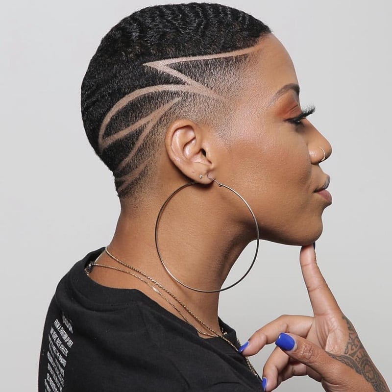 Finger Waves at the Top with Shaved Pattern to the Sides