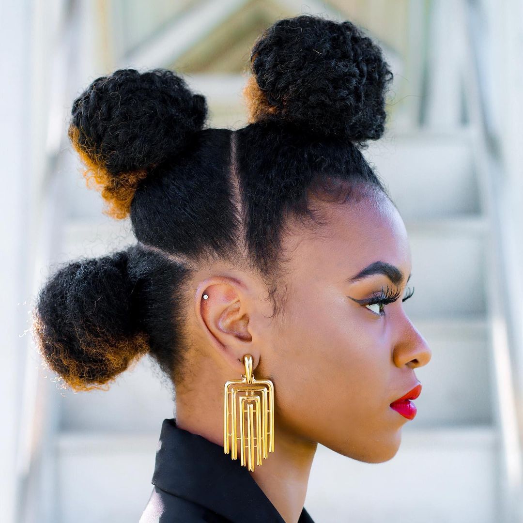 Slicked Mohawk Curly Hairstyle with Three-buns 