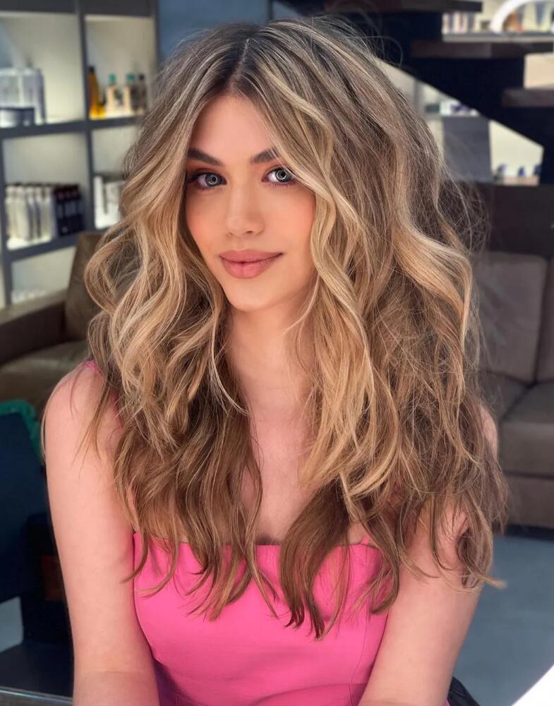 Boho loose waves with a center part