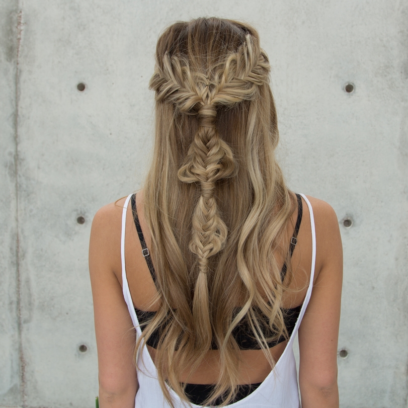 Half-up fishtail braid