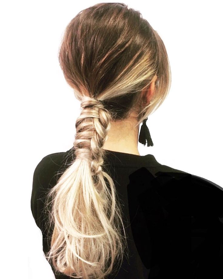 Boho low ponytail with braided wrap