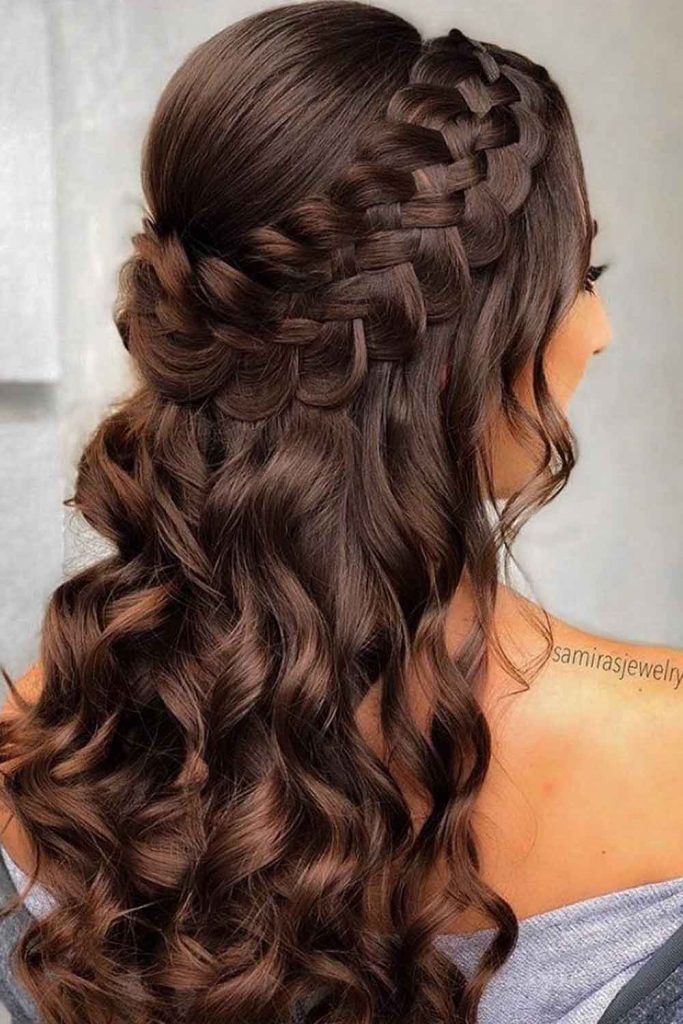 Mid-Parted Half-Up Braided Crown