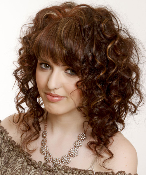 Asymmetrical Curly Hair with Bangs