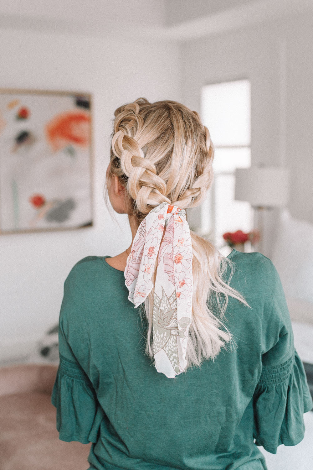 Braided ponytail with bandanas