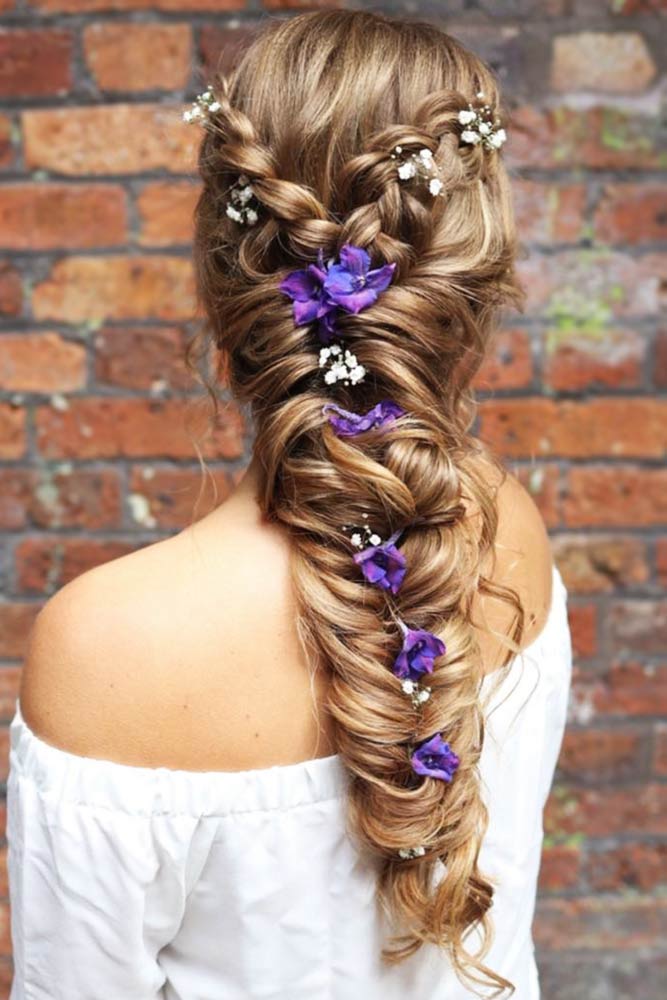 Lavender Dutch and Messy Braid Hairstyle