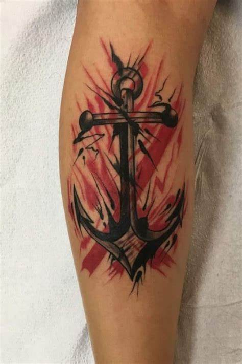 Anchor Trash Polka Tattoo