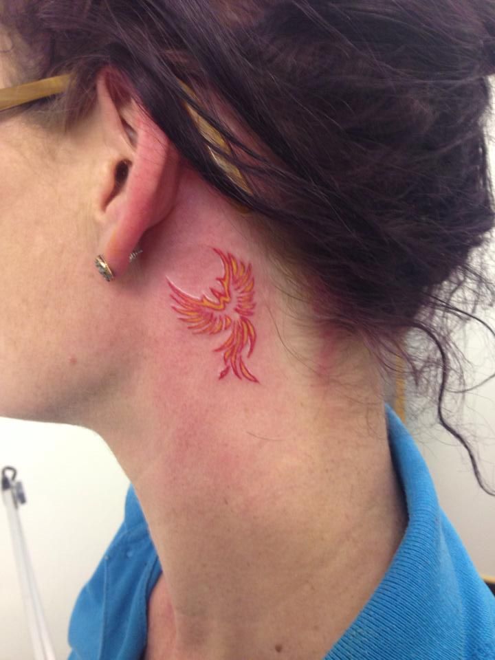 30 Mythical Phoenix Tattoos - Represent Immortality, Rebirth and resurrection of hope 20 Behind the Ear Phoenix Tattoo