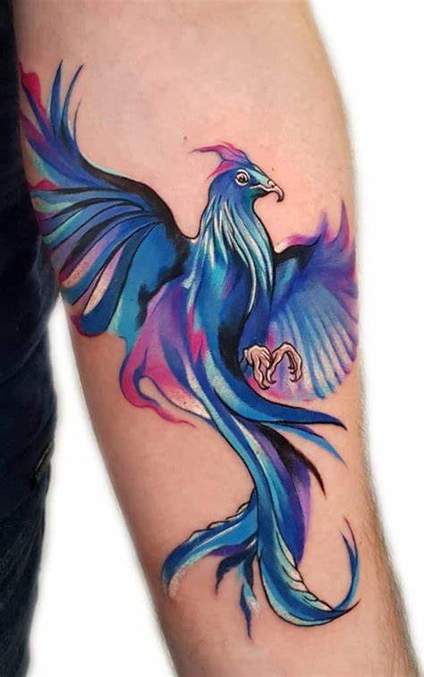 30 Mythical Phoenix Tattoos - Represent Immortality, Rebirth and resurrection of hope 26 Blue Phoenix Tattoo