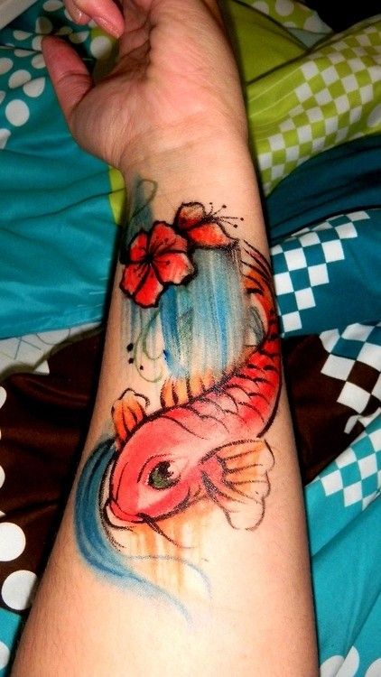 Cherry Blossom Koi Fish Tattoo