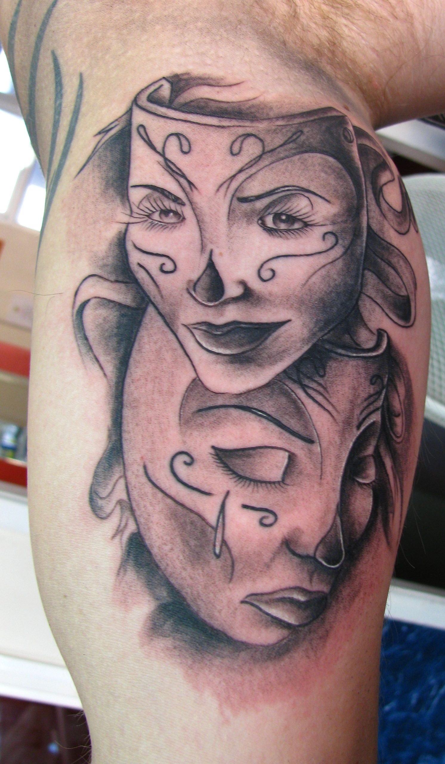 Comedy and Tragedy Mask Tattoo