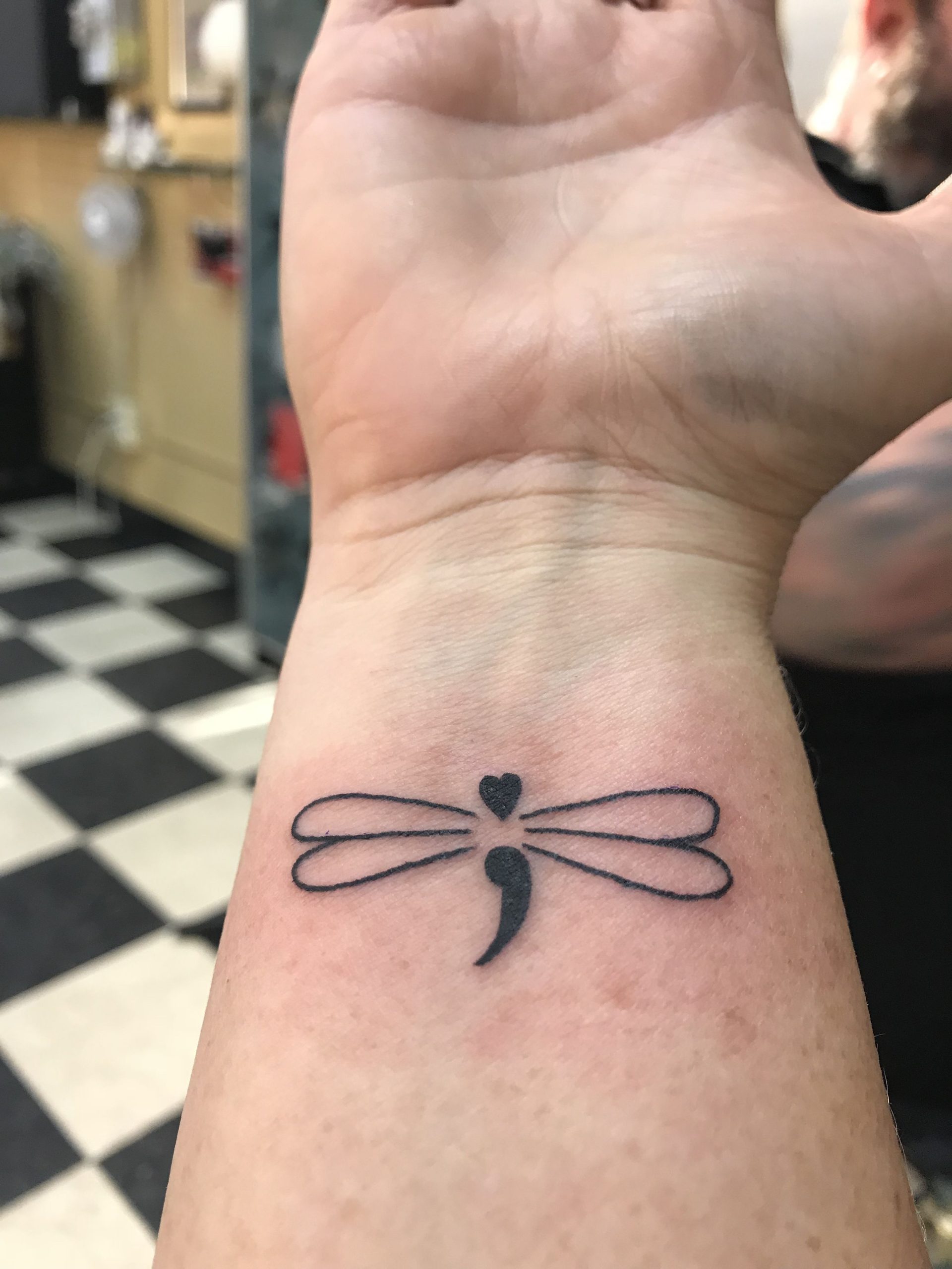 Dragonfly Semicolon Tattoo