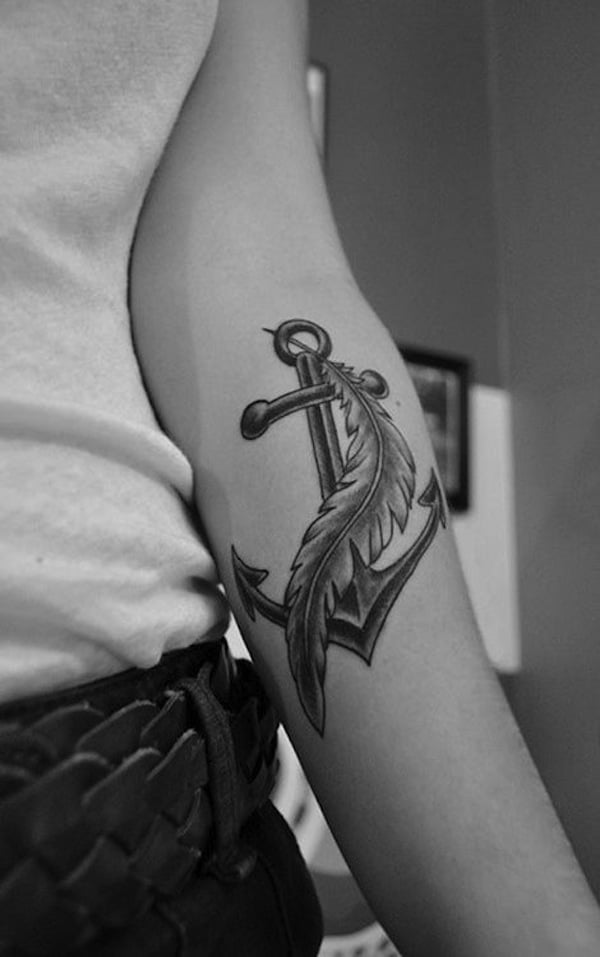Feather Anchor Tattoo