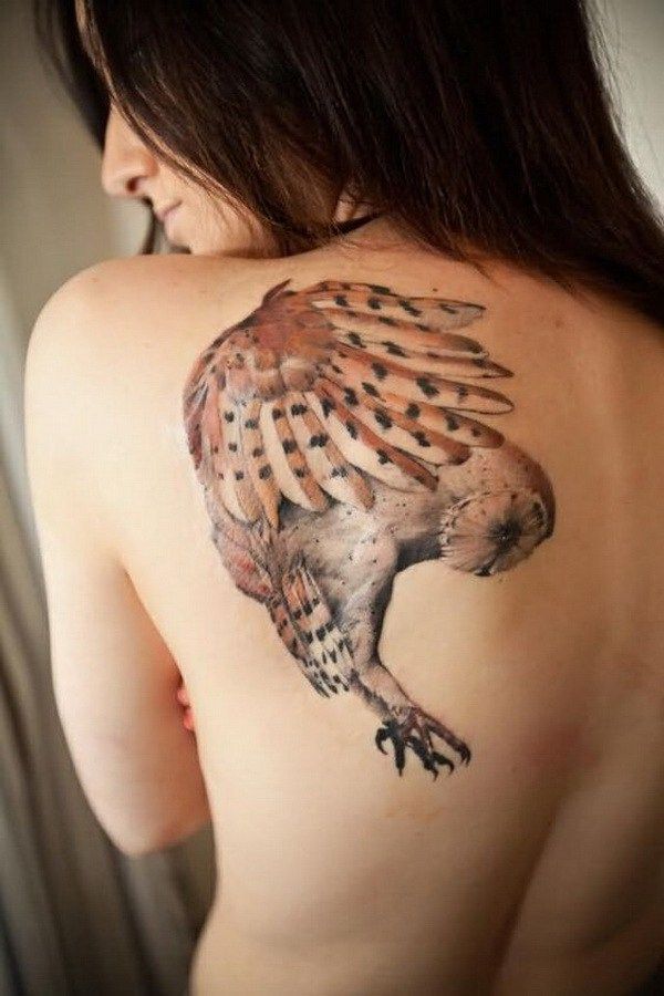 Flying owl tattoo