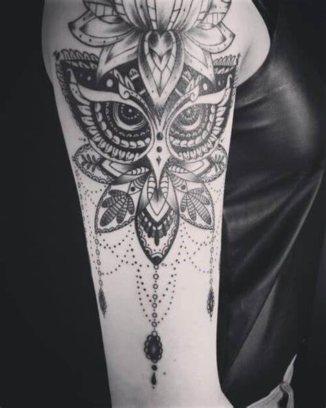 Lotus and Owl tattoo
