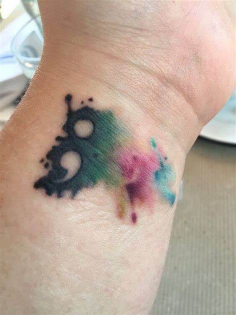Multicolored Semicolon Tattoo