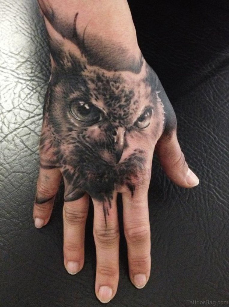 Owl tattoo on Hand