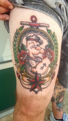 Popey the Sailor Man and Anchor Tattoo
