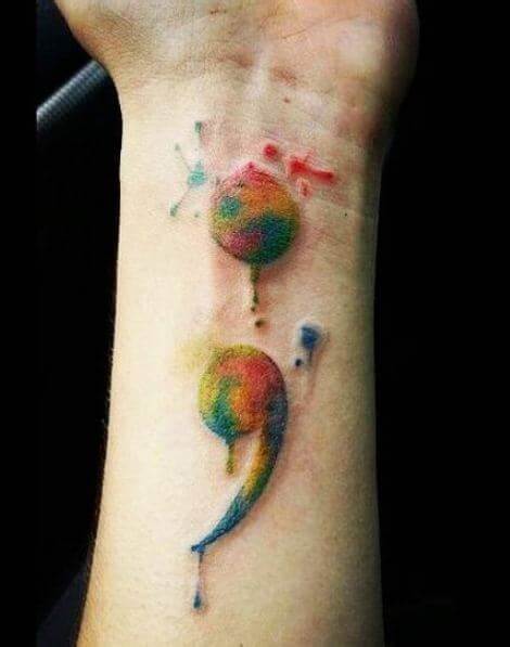 31 LGBTQ Pride Tattoos that Will Make Your Pride Month Even Better 11 Rainbow Semicolon Tattoo