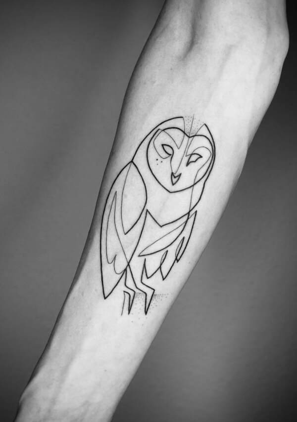 Simple owl line tattoo