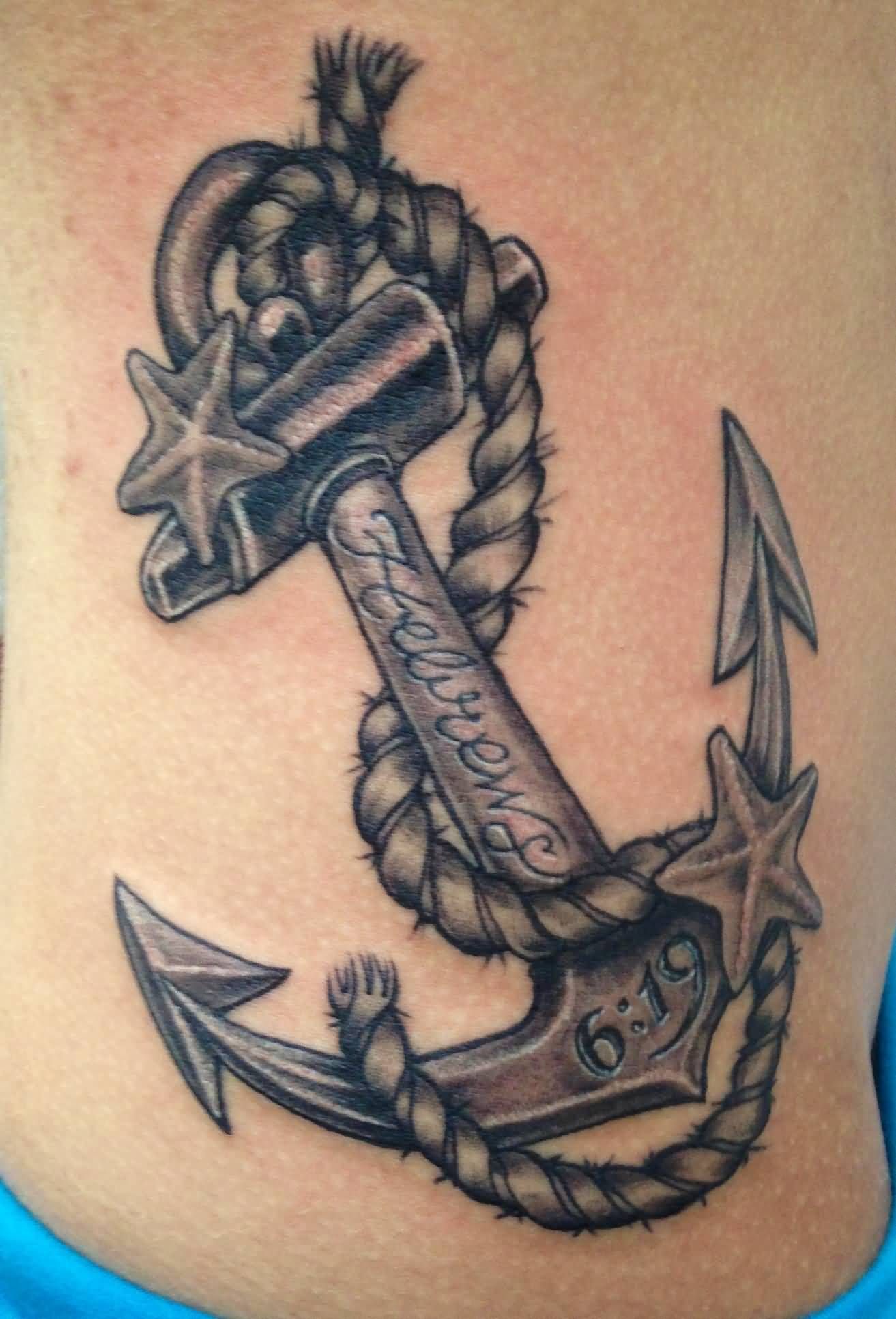Starfish And Anchor Tattoo