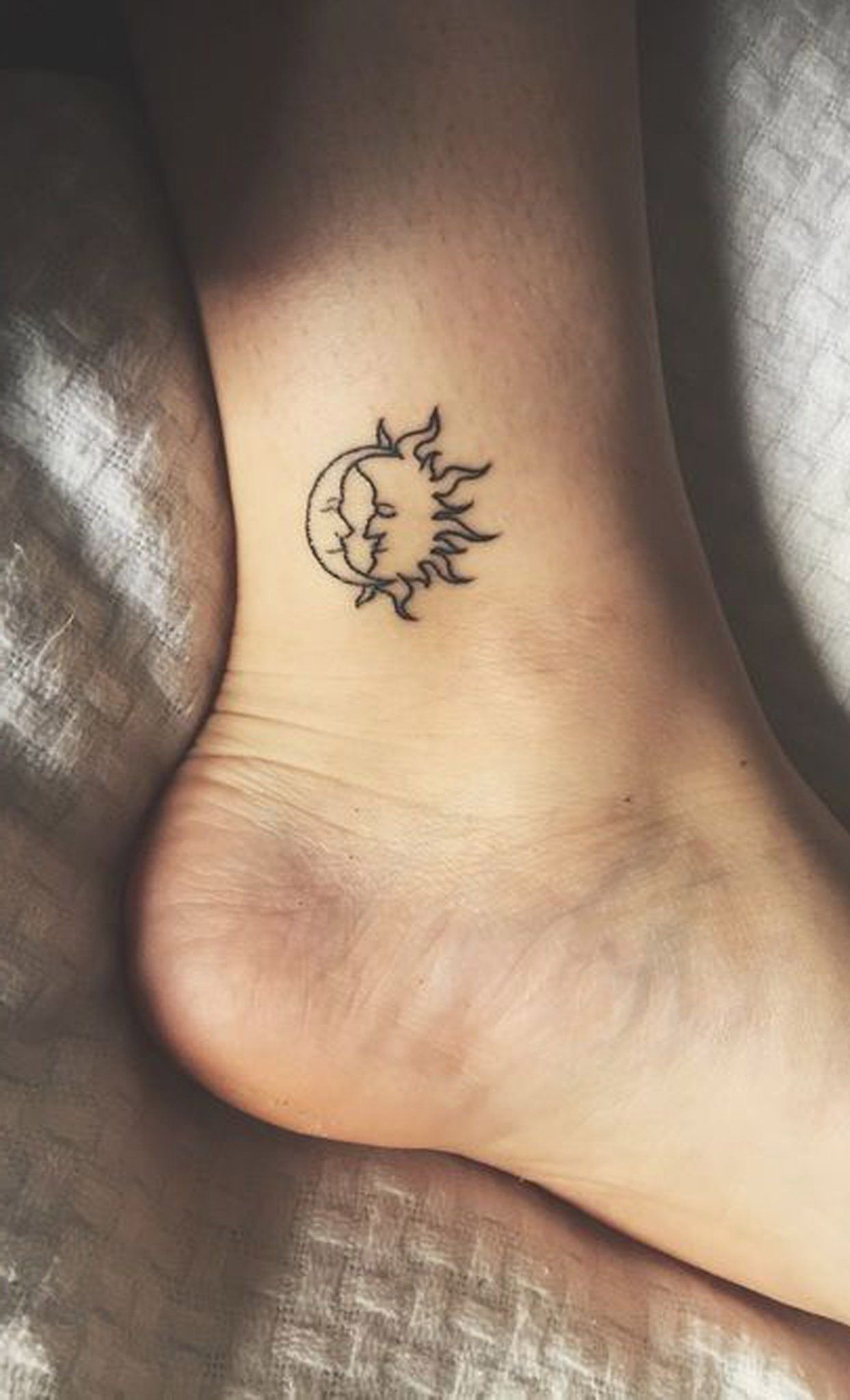 32 Sun and Moon Tattoos To Symbolize Intimacy, Balance, Spiritual Strength and More 27 Sun Moon Ankle Tattoo