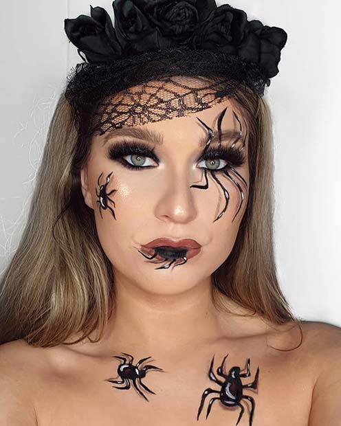 Hauntingly Beautiful Spider Makeup Ideas for Halloween 2023 27 Beautiful Spider Makeup