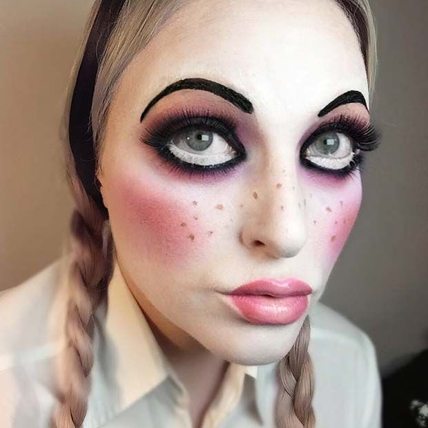 Slay the Night With 33 Last-Minute Halloween Makeup Looks 25 Doll Halloween Makeup