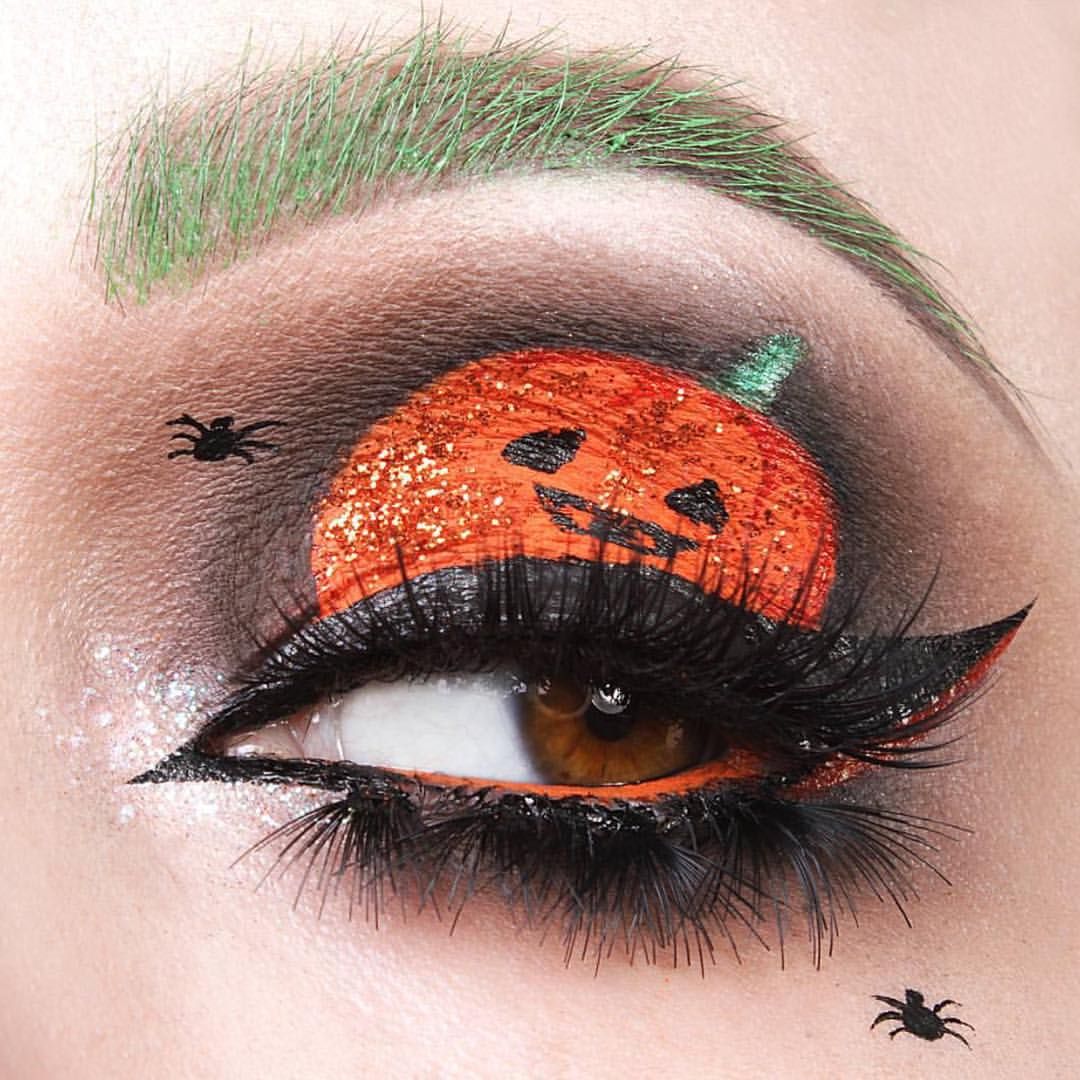Jack o lantern eye makeup for Halloween