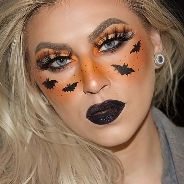 Bewitching Bat Makeup: 22 Spooky Halloween Looks For 2023 14 Orange Bat Makeup
