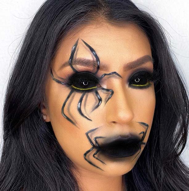 Hauntingly Beautiful Spider Makeup Ideas for Halloween 2023 3 Spider Illusion