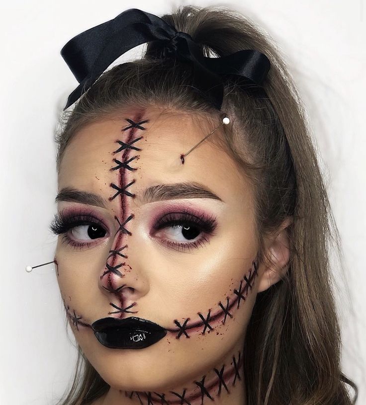 Terror Trends- 30 Creepy Makeup Ideas For Halloween 2023 19 The Stitched Voodoo Doll