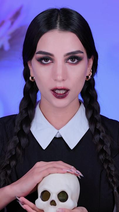 Quick and Spooky: 19 TikTok-Approved Halloween Makeup Ideas 2023 7 WednesdayAdams makeup